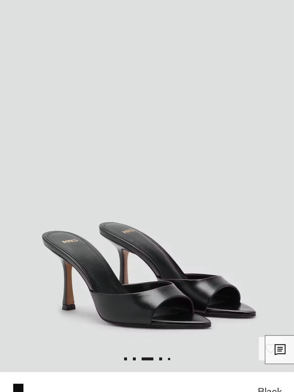 ISO Mango Black Leather Open-Toe Stiletto Mules 7.5